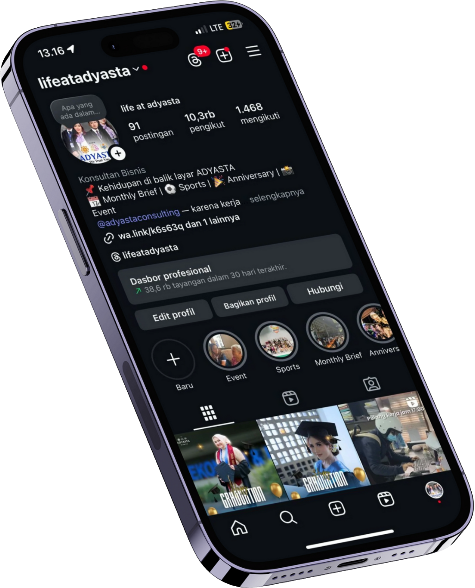 Life at Adyasta Consulting Instagram Showcase Mockup