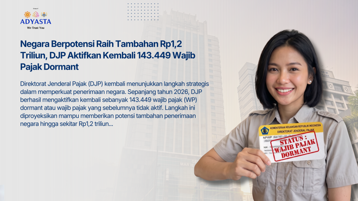 Negara Berpotensi Raih Tambahan Rp1,2 Triliun, DJP Aktifkan Kembali 143.449 Wajib Pajak Dormant